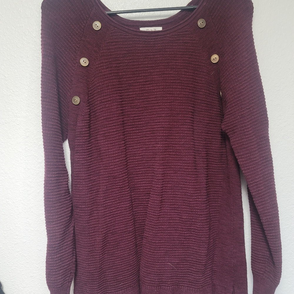 Maurices burgundy sweater with button accents
